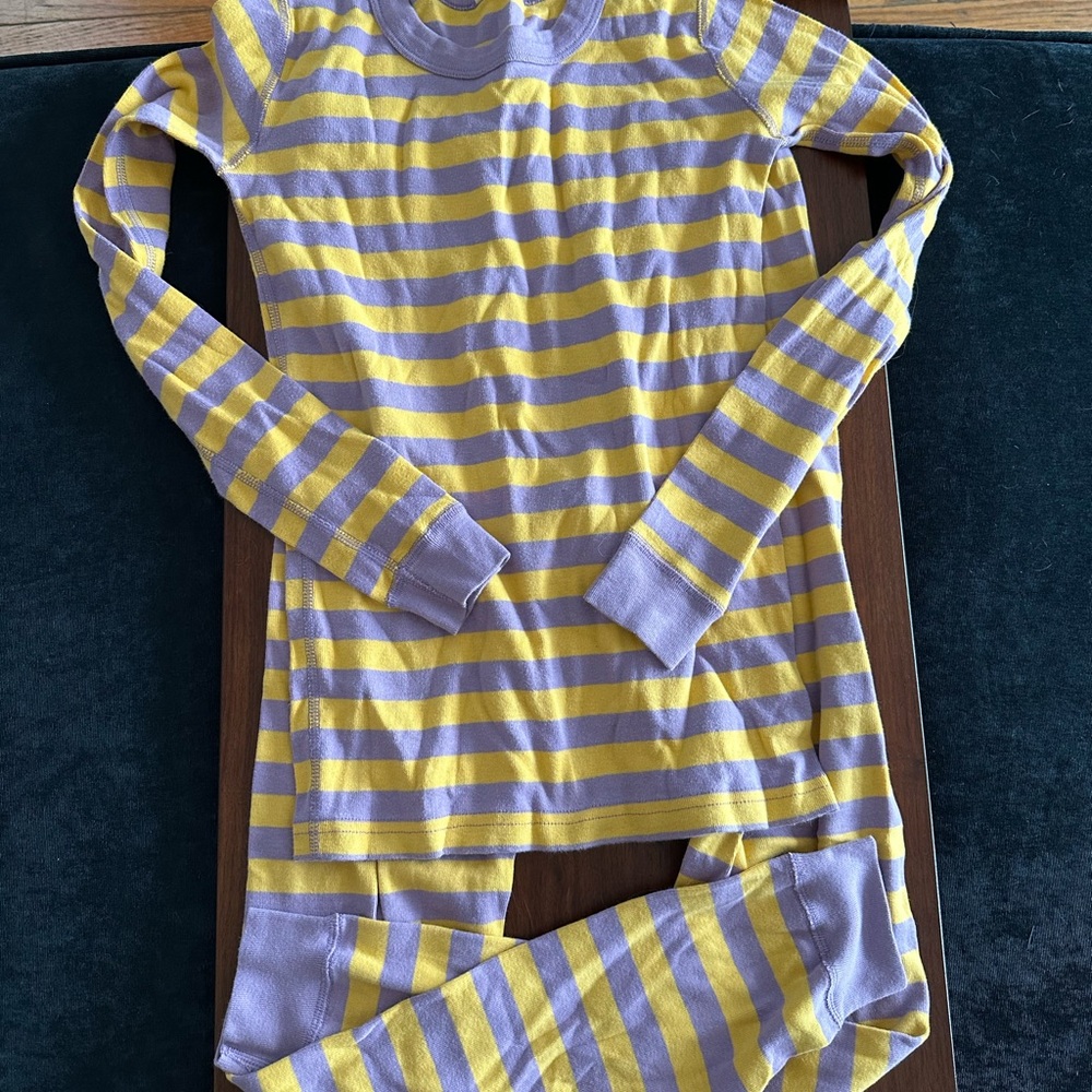 Hanna Andersson Yellow and Purple Striped Pajama Set